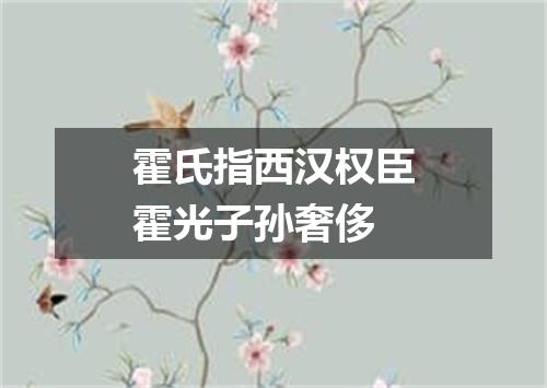 霍氏指西汉权臣霍光子孙奢侈