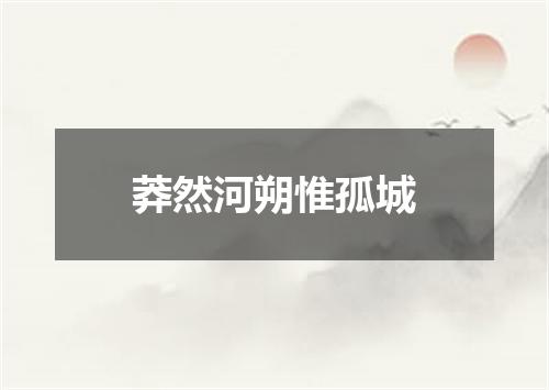 莽然河朔惟孤城