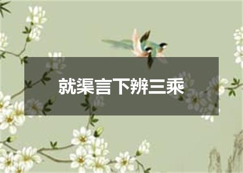 就渠言下辨三乘