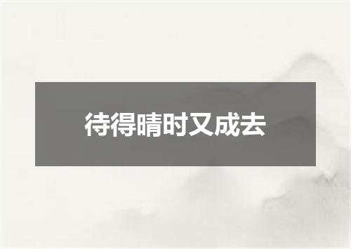 待得晴时又成去