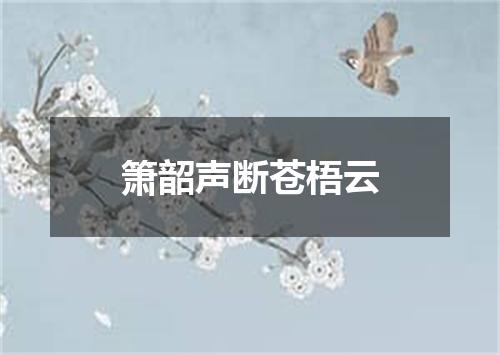 箫韶声断苍梧云