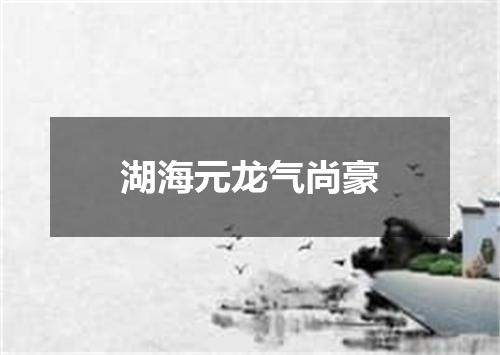 湖海元龙气尚豪