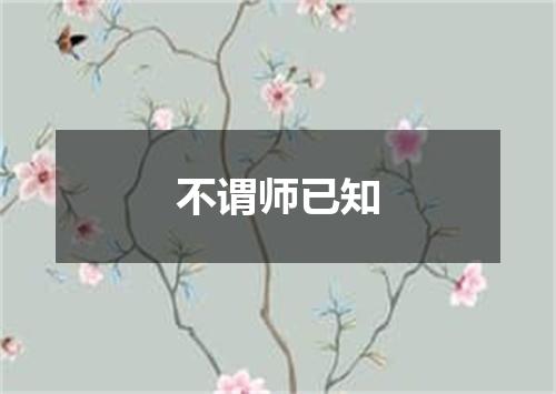 不谓师已知