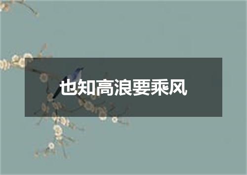 也知高浪要乘风