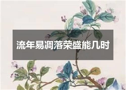 流年易凋落荣盛能几时