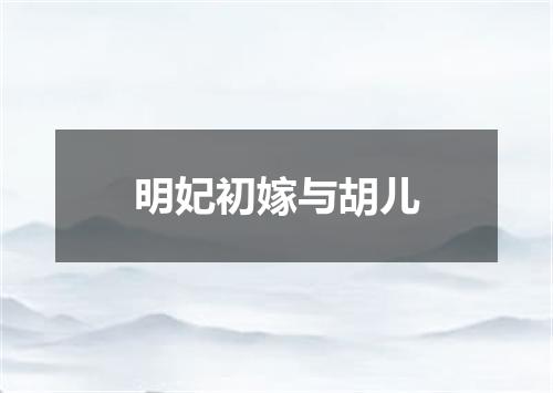 明妃初嫁与胡儿