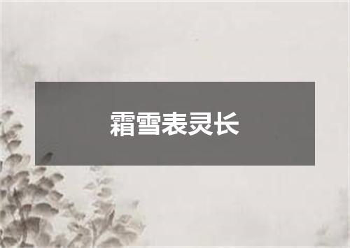 霜雪表灵长