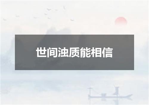 世间浊质能相信