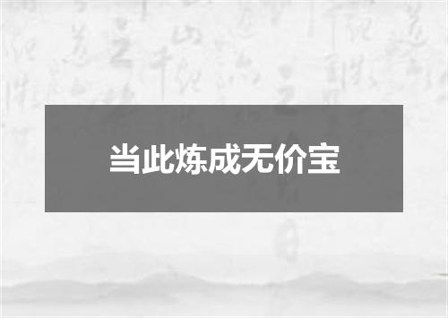 当此炼成无价宝