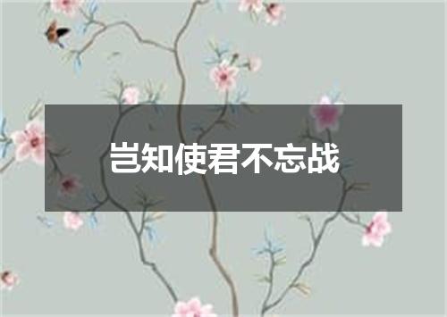 岂知使君不忘战