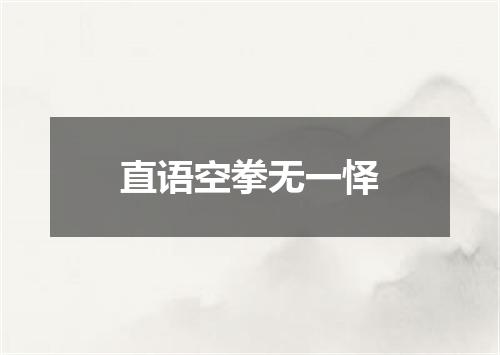 直语空拳无一怿