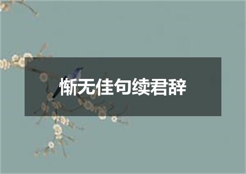 惭无佳句续君辞