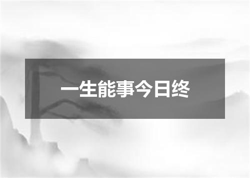 一生能事今日终