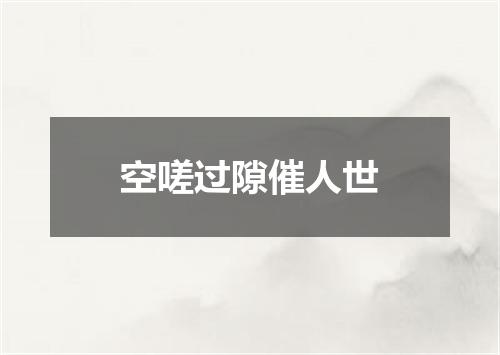 空嗟过隙催人世