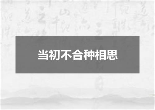 当初不合种相思