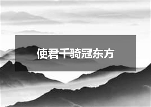 使君千骑冠东方