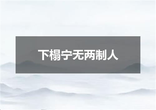 下榻宁无两制人