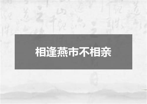 相逢燕市不相亲