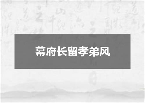 幕府长留孝弟风