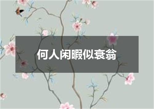 何人闲暇似衰翁