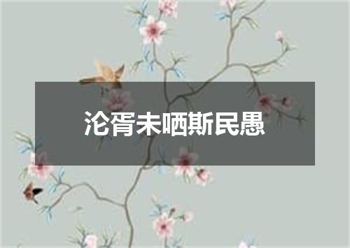 沦胥未哂斯民愚