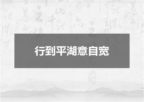 行到平湖意自宽