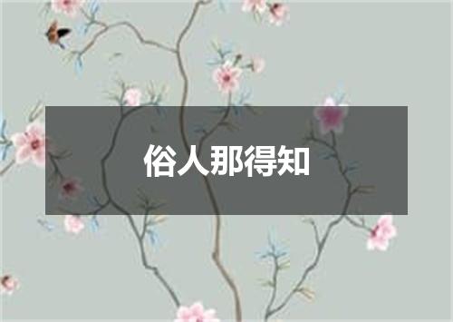 俗人那得知