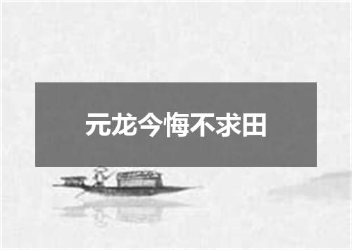 元龙今悔不求田