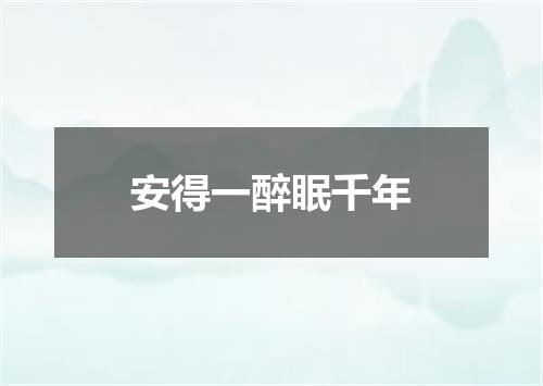 安得一醉眠千年