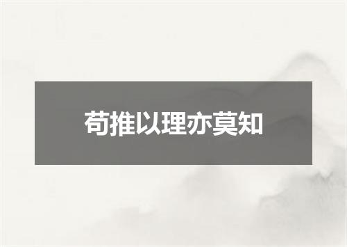 苟推以理亦莫知