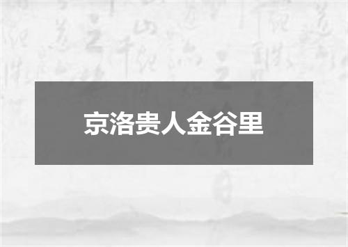 京洛贵人金谷里