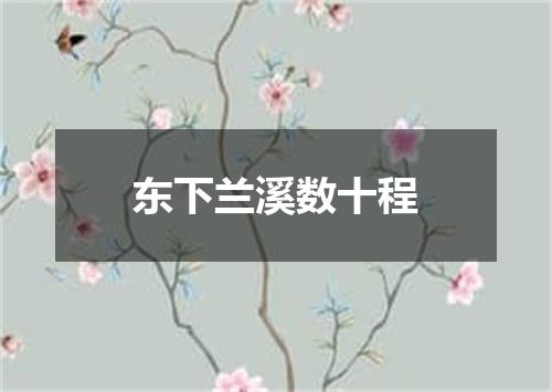 东下兰溪数十程