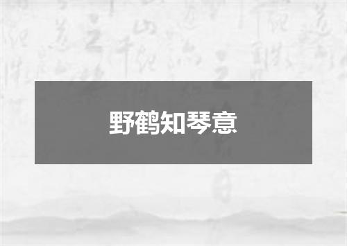 野鹤知琴意