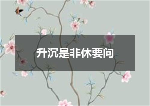 升沉是非休要问