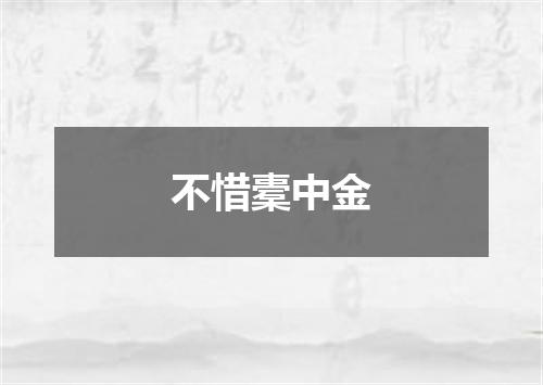 不惜橐中金