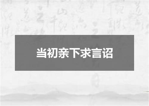 当初亲下求言诏