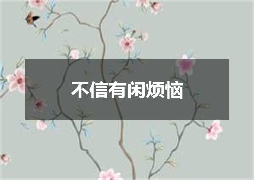 不信有闲烦恼