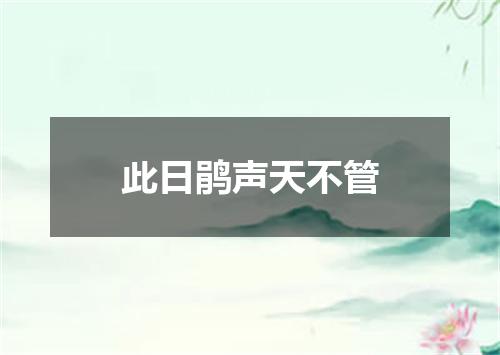 此日鹃声天不管