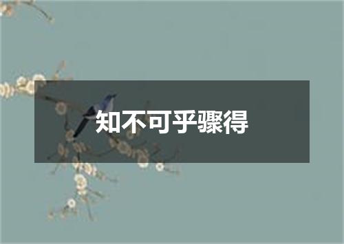 知不可乎骤得