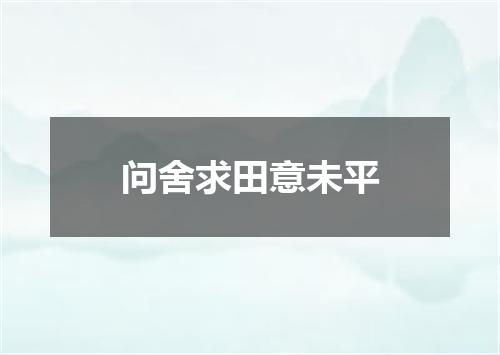 问舍求田意未平