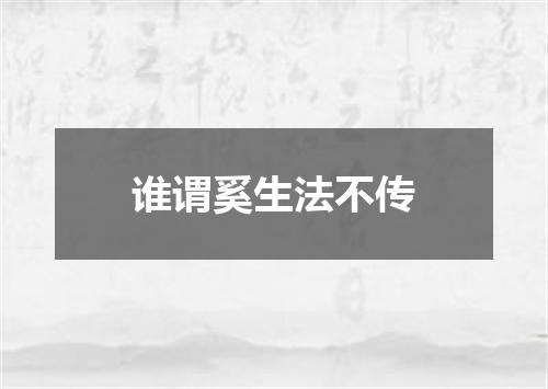 谁谓奚生法不传