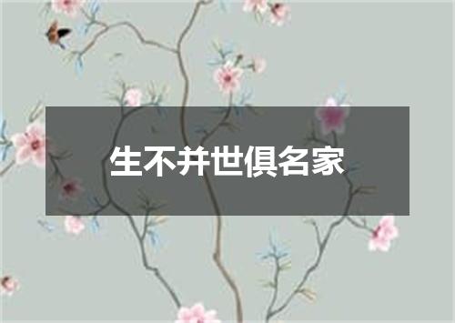 生不并世俱名家