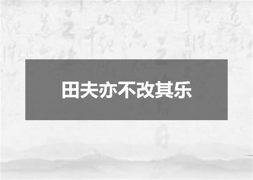 田夫亦不改其乐