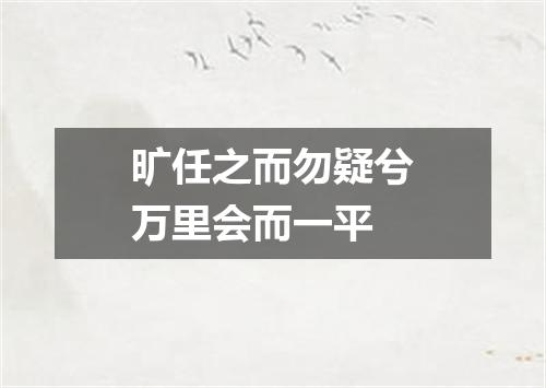 旷任之而勿疑兮万里会而一平