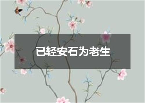 已轻安石为老生