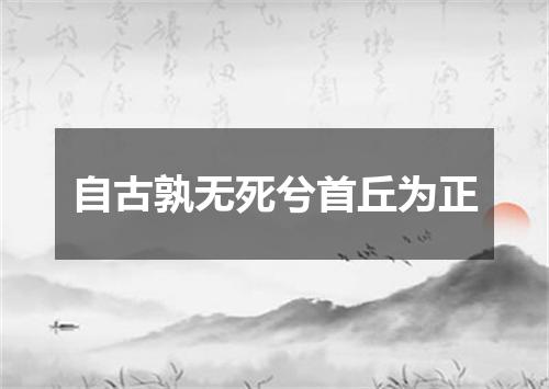 自古孰无死兮首丘为正