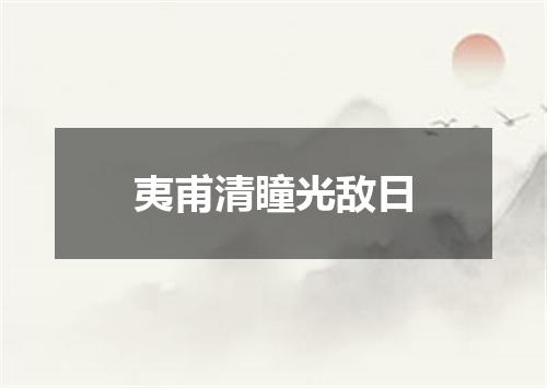 夷甫清瞳光敌日