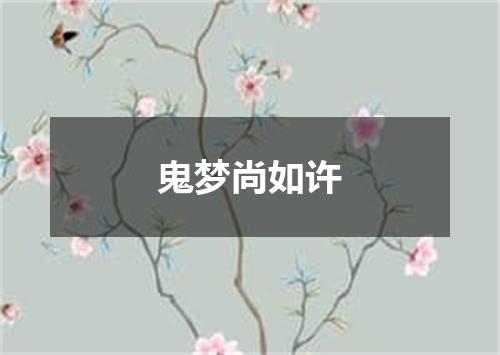 鬼梦尚如许