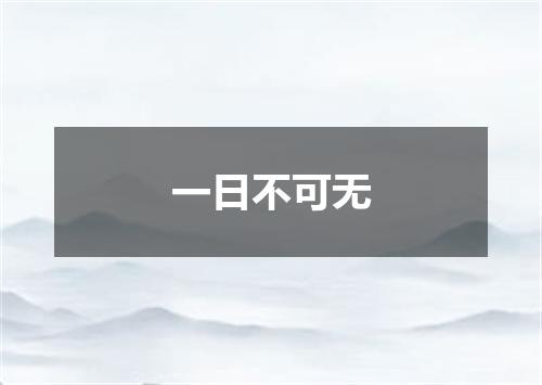 一日不可无