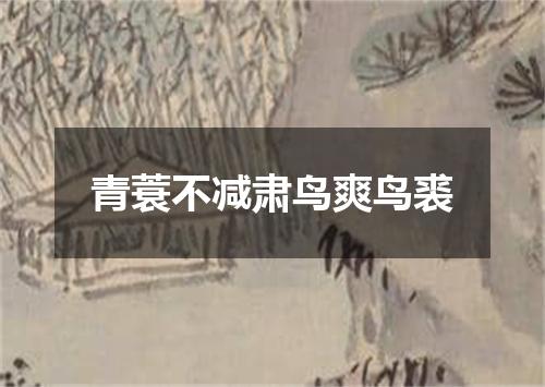 青蓑不减肃鸟爽鸟裘